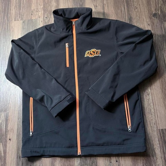 58 Sports Oklahoma State Cowboys Jacket Full Zip Black Orange Mens M - Picture 1 of 6